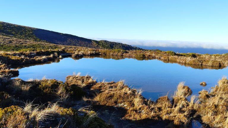 Round the Mountain (Ring of Fire) alpine tarn/lake, book accommodation Taupo